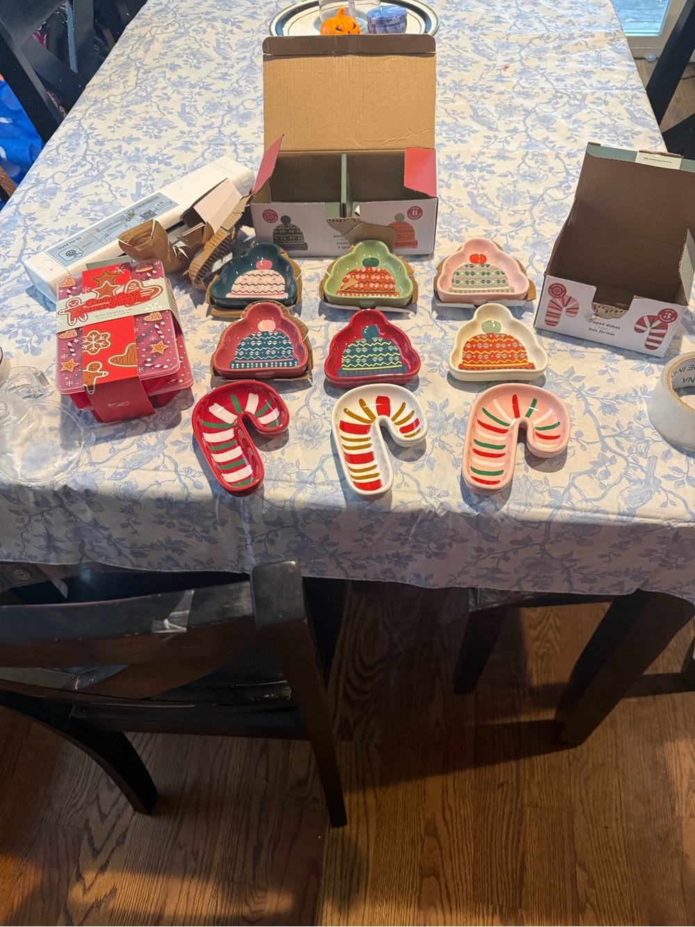 Holiday Ceramic Candy Cane & Ornament Trinket Dishes - Multicolor